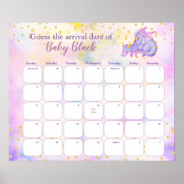Drakbabyfirande Gissa Förfallodatum Kalender Poster