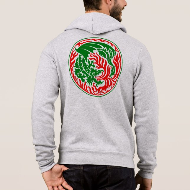 Drakcirkel - Grön med röd eld T Shirt (Baksida)
