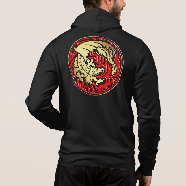Drakcirkel - Guld med röd eld T Shirt (Baksida)