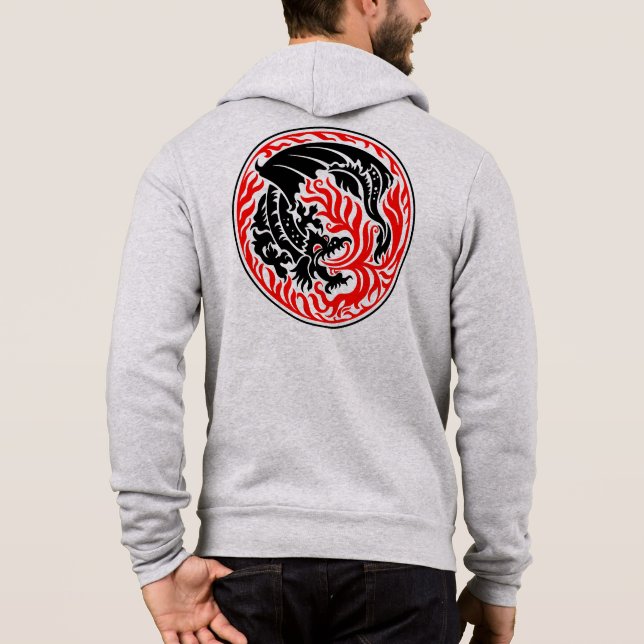 Drakcirkel - Svart med Röd Eld T Shirt (Baksida)