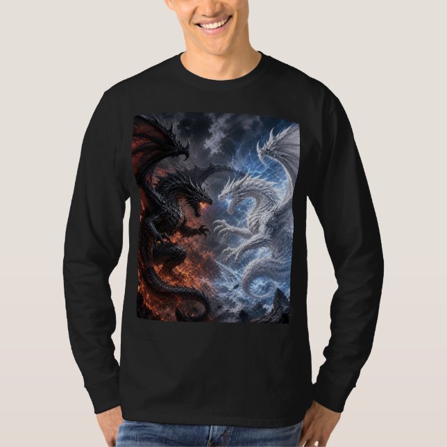 Drakdesign t-shirt med långa ärmar (Framsida)