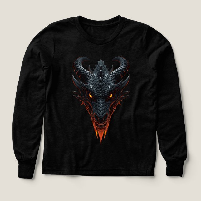 Drakdöme – Lyxig Kraftfull Svart Drak T-Shirt (Design framsida)