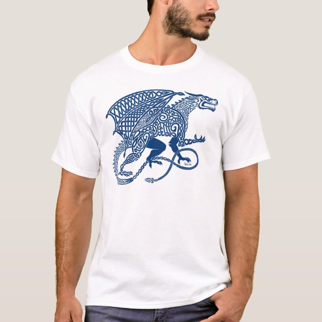 Drake 1 Knotwork Blue.jpg T Shirt (Framsida)