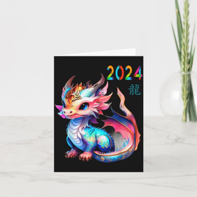 Drake 2024 Draken År Glad Lunar Nyårsfest Kort (Framsida)