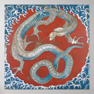 Drake av Katsushika Hokusai Poster
