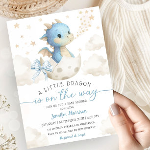 Drake Baby Shower Pojke Blå Kläcks Snart Inbjudningar