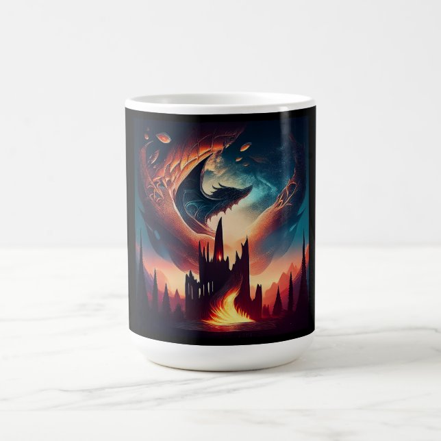 Drake flygande över kungariket kaffemugg (Center)