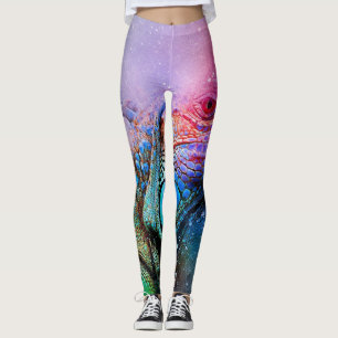 Drake för leguan för ödladamaskerregnbåge fär leggings