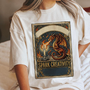 Drake gnista kreativitet eldandning fantasi konst t shirt
