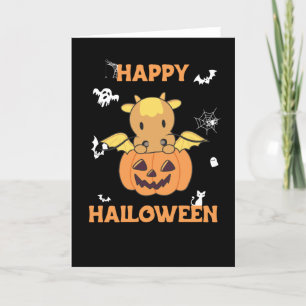 Drake i pumpa Söt drake Glad Halloween Helgkort