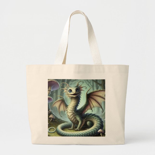 Drake Jabberwocky Söt Fantasy Varelse Konst Jumbo Tygkasse (Framsidan)