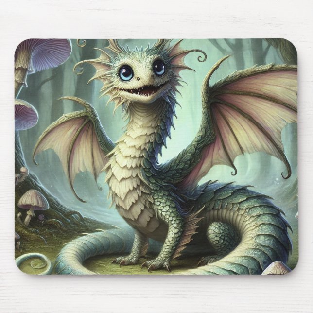 Drake Jabberwocky Söt Fantasy Varelse Konst Musmatta (Framsidan)
