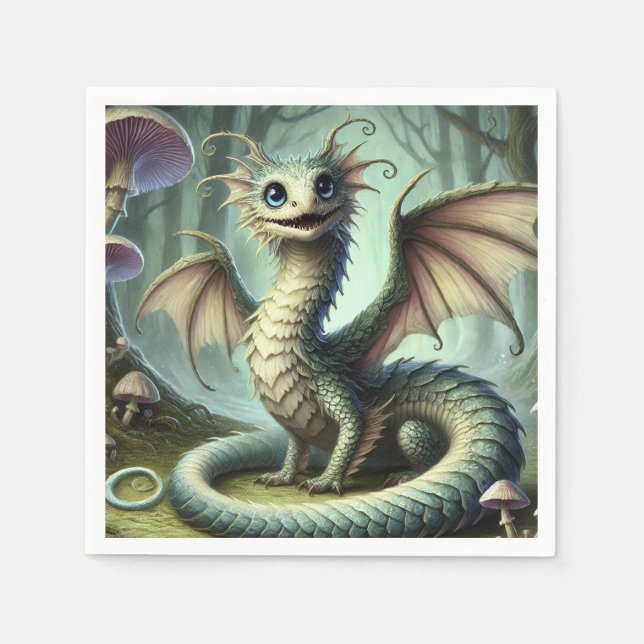 Drake Jabberwocky Söt Fantasy Varelse Konst Pappersservett (Framsidan)