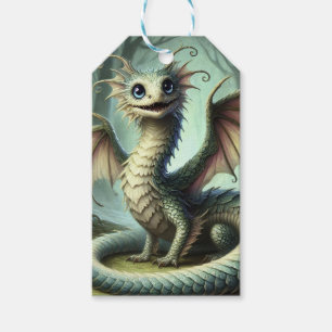 Drake Jabberwocky Söt Fantasy Varelse Konst Presentetikett