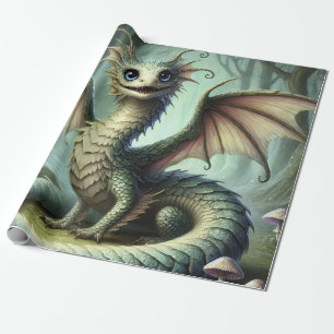 Drake Jabberwocky Söt Fantasy Varelse Konst Presentpapper
