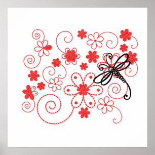 Drake Konst Blommor Poster