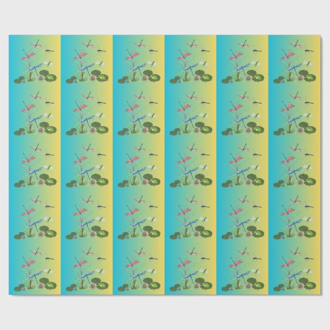 Drake & Lotusdamm-mönster i presentpapper – Tr (Platt)