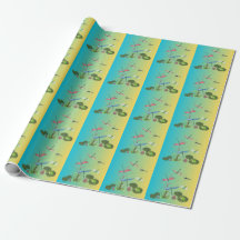 Drake & Lotusdamm-mönster i presentpapper – Tr