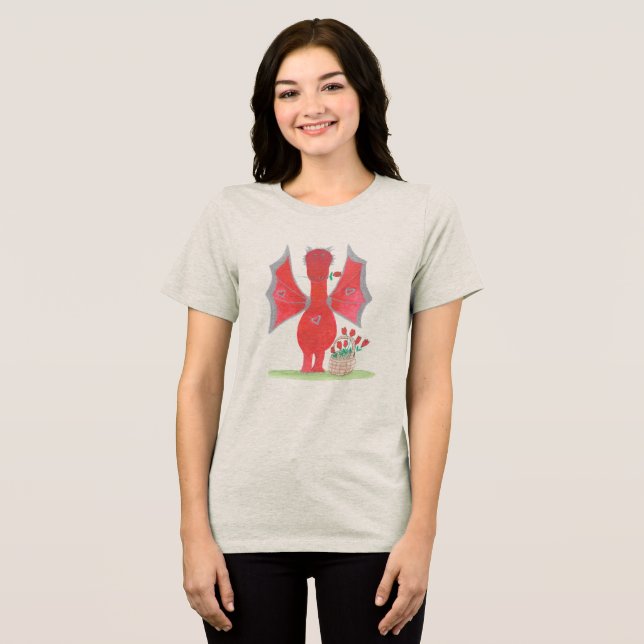 Drake med röda rosor t shirt (Framsida Full)