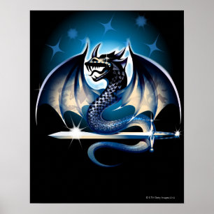 Drake med svärd poster
