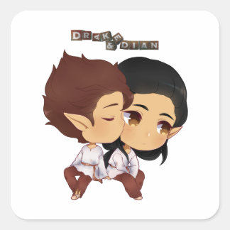 Drake och Dian Square-fästmärke Fyrkantigt Klistermärke