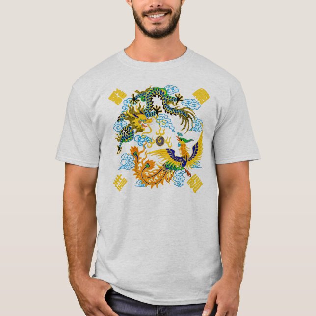 Drake och phoenix kineskonst t-shirt (Framsida)