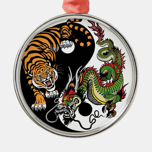 drake och tiger yin yang julgransprydnad metall (Framsidan)