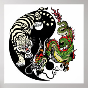 drake och tiger yin yang poster