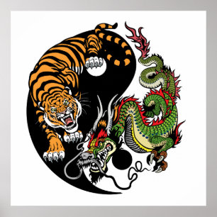 drake och tiger yin yang poster