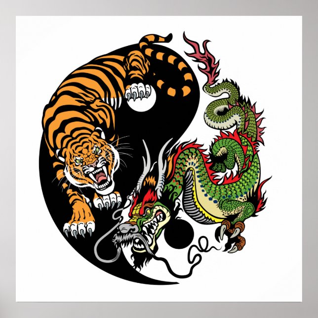 drake och tiger yin yang poster (Framsidan)