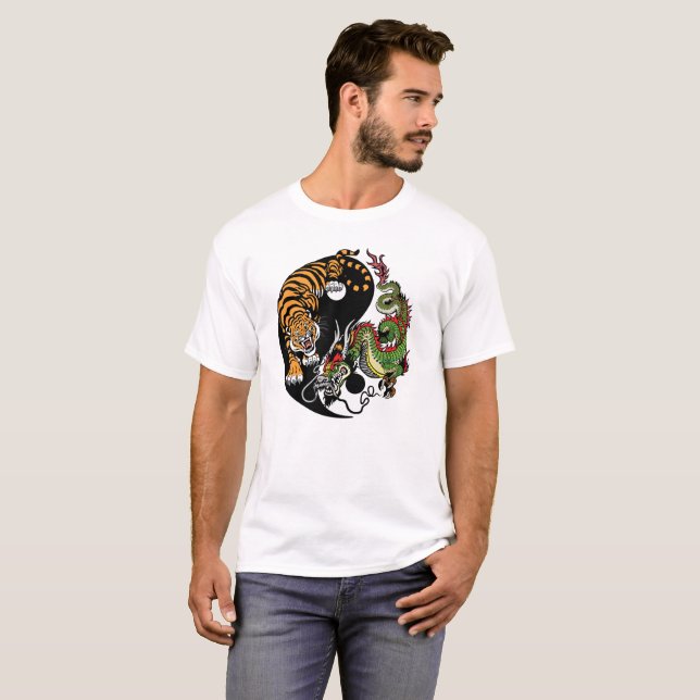 drake och tiger yin yang t-shirt (Hel framsida)