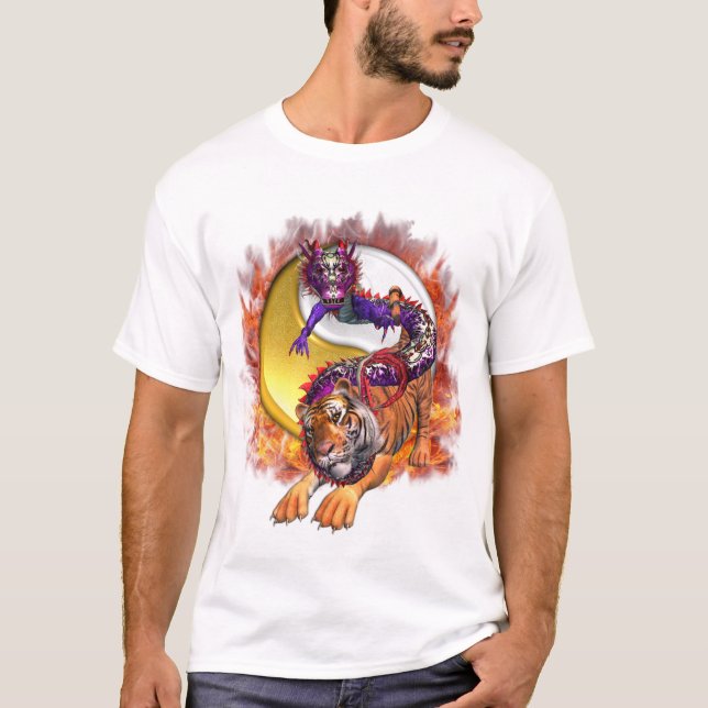 Drake och tiger Yin Yang T Shirt (Framsida)