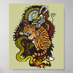 drake- och tigerkamp poster