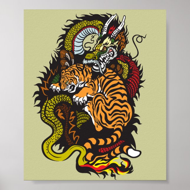 drake- och tigerkamp poster (Framsidan)