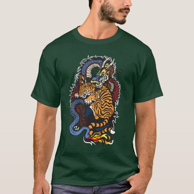 drake- och tigerstridighet tee (Framsida)