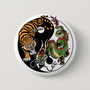 drake- och tigeryin yang knapp