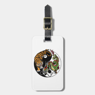 drake- och tigeryinyang symbol bagagebricka