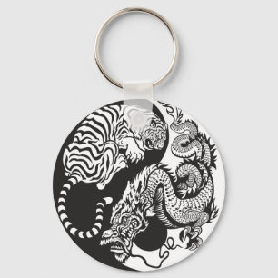 drake- och tigeryinyang symbol nyckelring