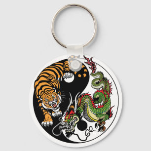 drake- och tigeryinyang symbol nyckelring