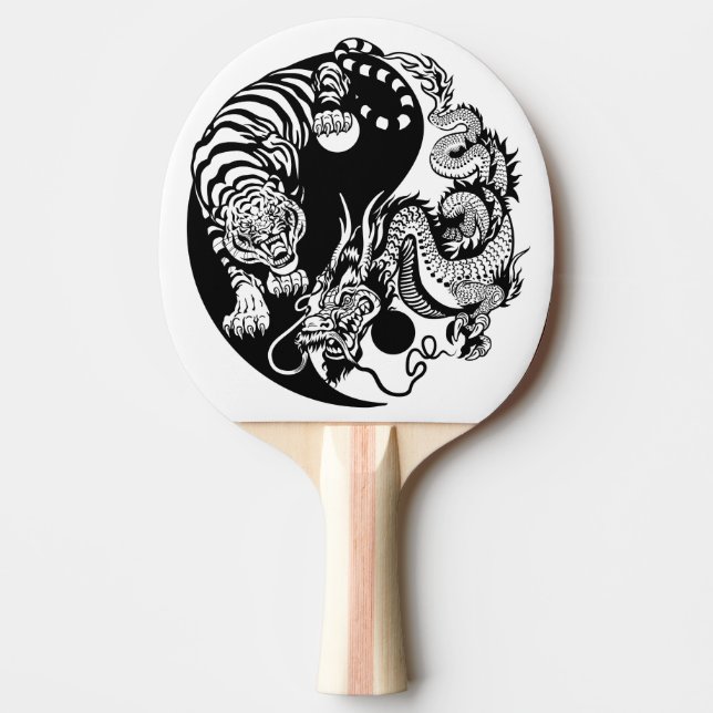 drake- och tigeryinyang symbol pingisracket (Framsidan)