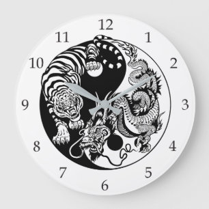 drake- och tigeryinyang symbol stor klocka