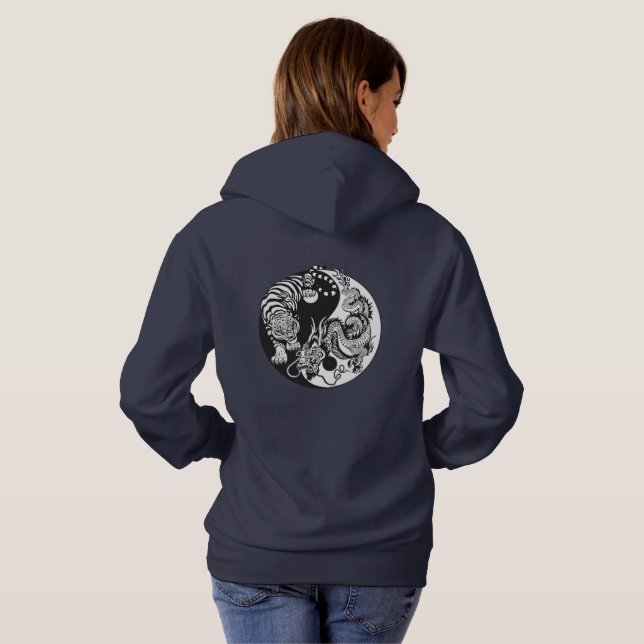 drake- och tigeryinyang symbol tee (Hel baksida)