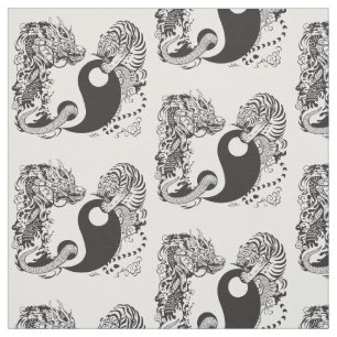 drake- och tigeryinyang symbol tyg
