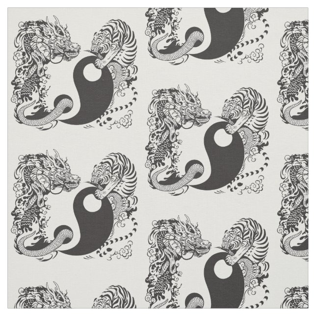 drake- och tigeryinyang symbol tyg (Provkarta)