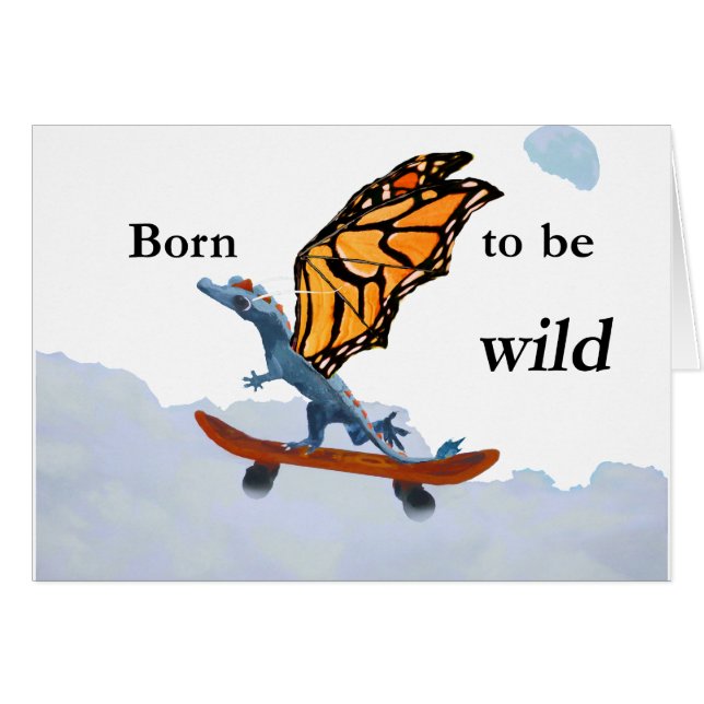 Drake på skateboarden hälsningskort (Framsidan Horizontal)