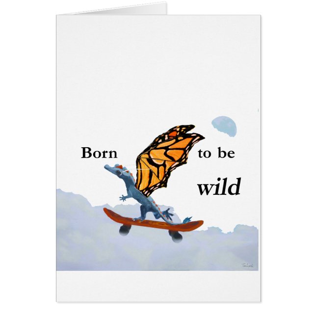 Drake på skateboarden hälsningskort (Framsidan)