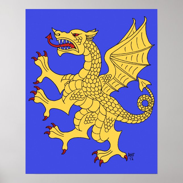 Drake stående i guld poster (Framsidan)