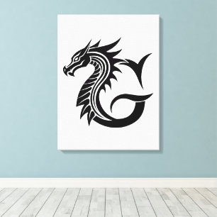 Drake Stilad Bokstav G, Drakalfabetet, Monogram Canvastryck