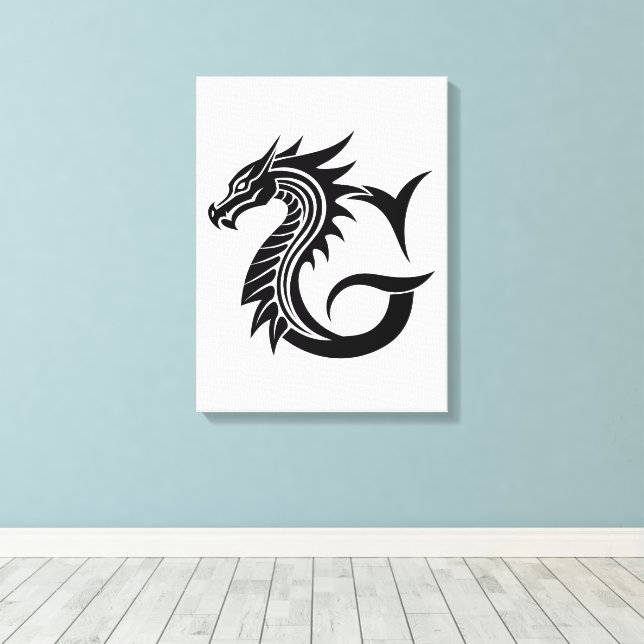 Drake Stilad Bokstav G, Drakalfabetet, Monogram Canvastryck (Insitu (trägolv))