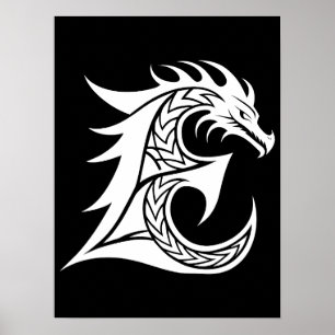 Drake Stiliserad Bokstav E, Drakalfabetet, Monogra Poster